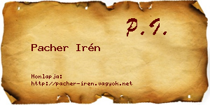 Pacher Irén névjegykártya